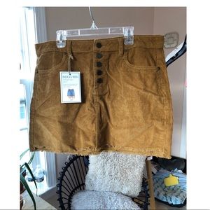 Corduroy Tan Button Up Skirt